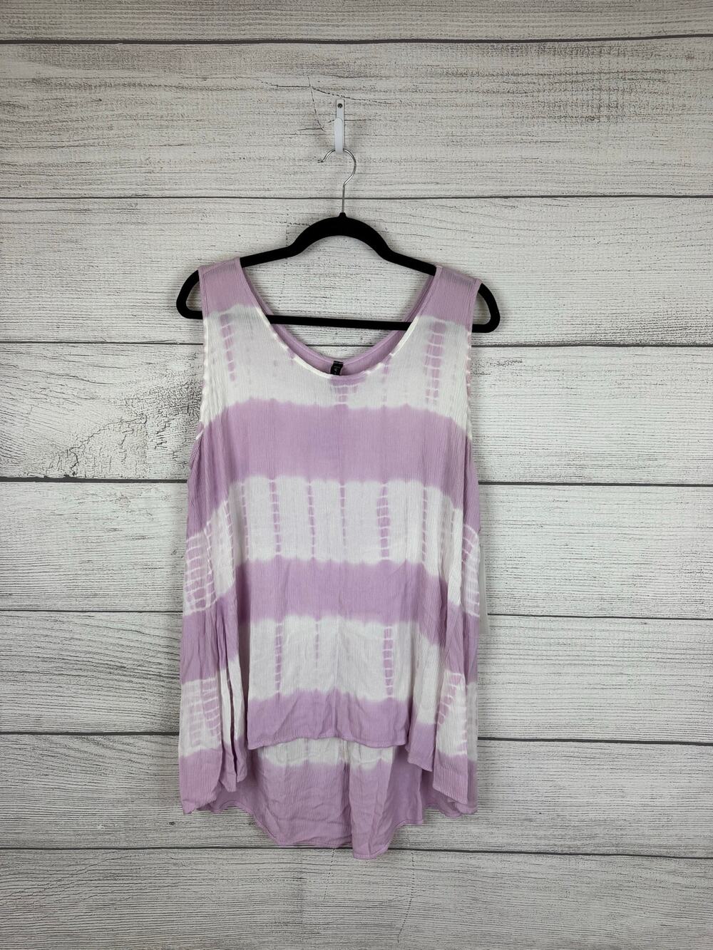 Cirana Women's Purple & White Tie Dye Lightweight Sleeveless Top Size XL